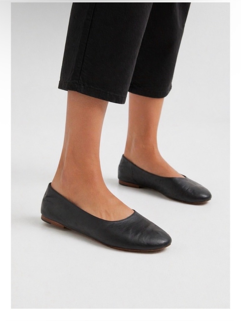 Vince Maxwell Black Leather Ballet Flats Round Minimalist Luxury Shoes 39 9 M